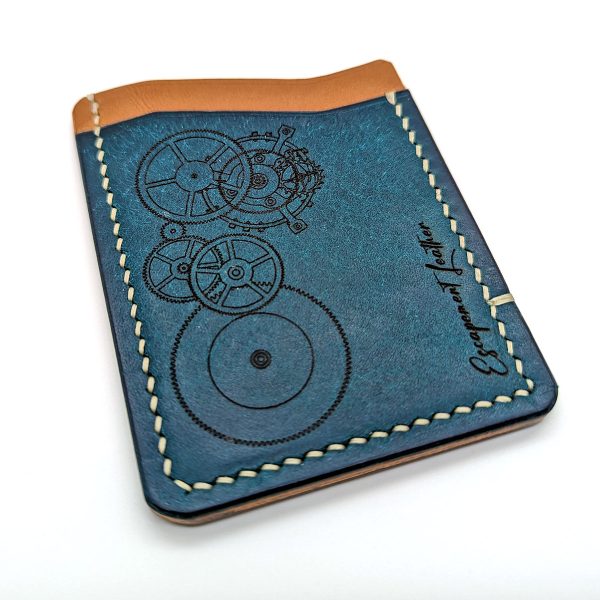 Custom made Vertical Card holder with engraved mechanical watch movements #2