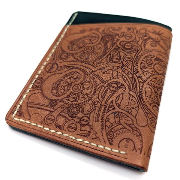 Custom made Vertical Card holder with engraved mechanical watch movements #1